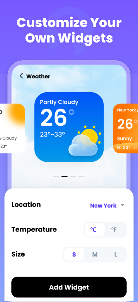 Color Widgets Kit - iWidgets - Interface for customizing a weather widget in the iWidgets app