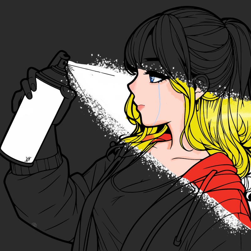 a realistic girl spray, painting