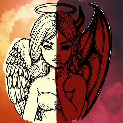 realistic angel half demon