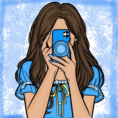 a realistic girl holding her phone taking pictures