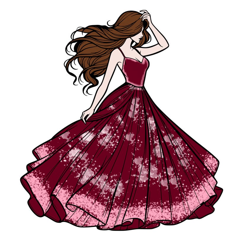 realistic woman with dress flowing in the wind