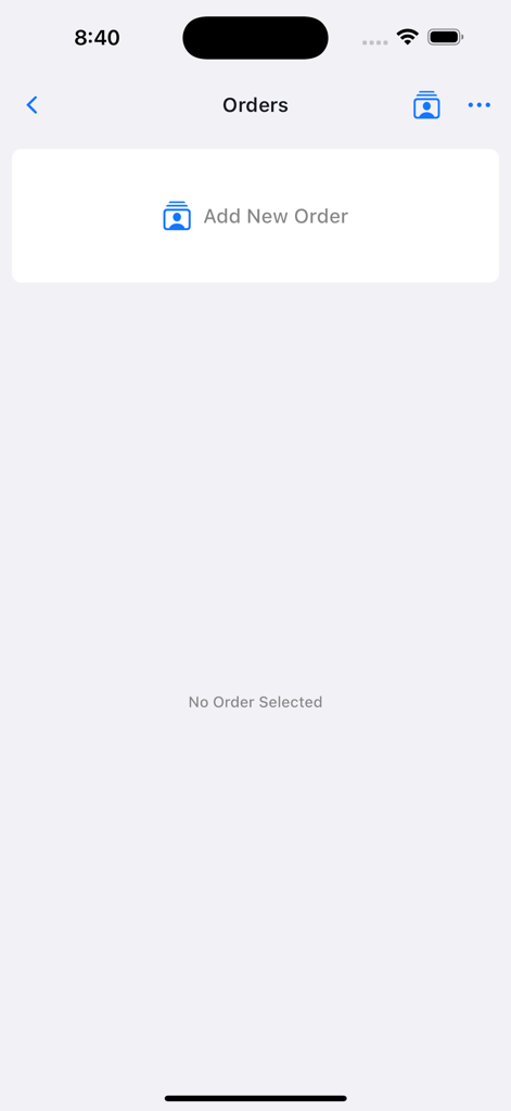 TunaiPro - TunaiProアプリの注文画面。新規注文を追加するオプションあり。