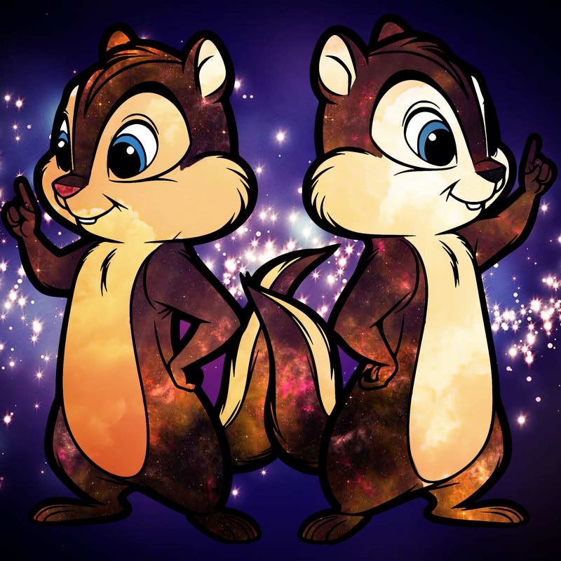 two tamias standing up split realistic