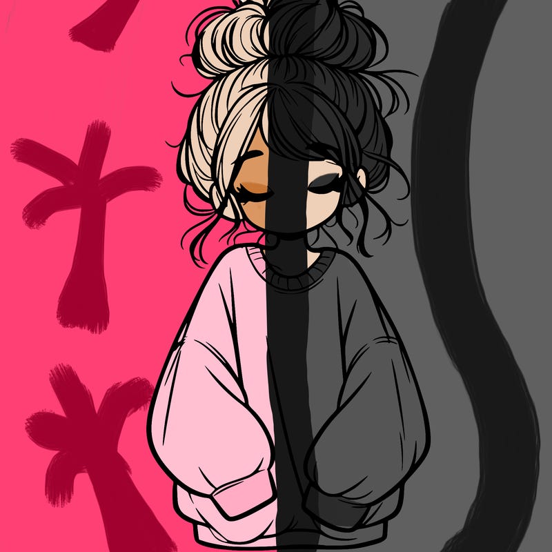 girl with baggy sweatshirt and messy bun