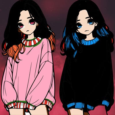 realistic girl with baggy sweater