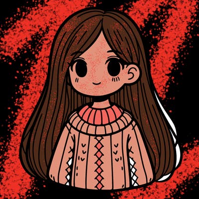 girl with long straight hair and sweater