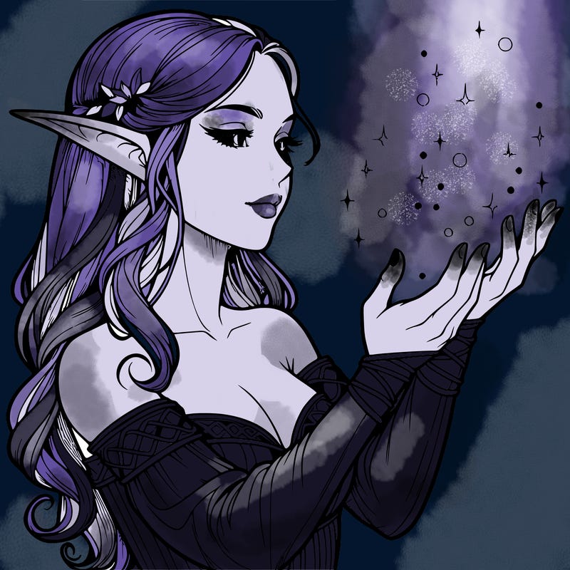 realistic elf girl doing magic