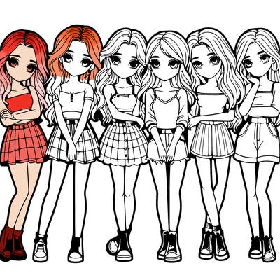 a group of girls realistic