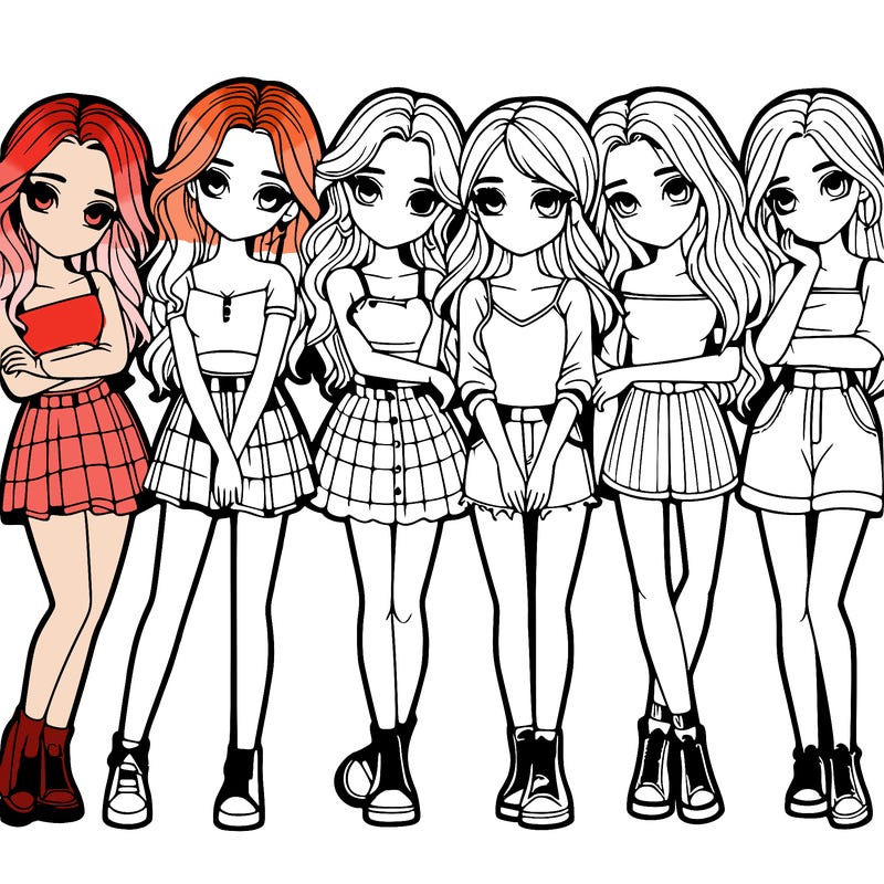 a group of girls realistic
