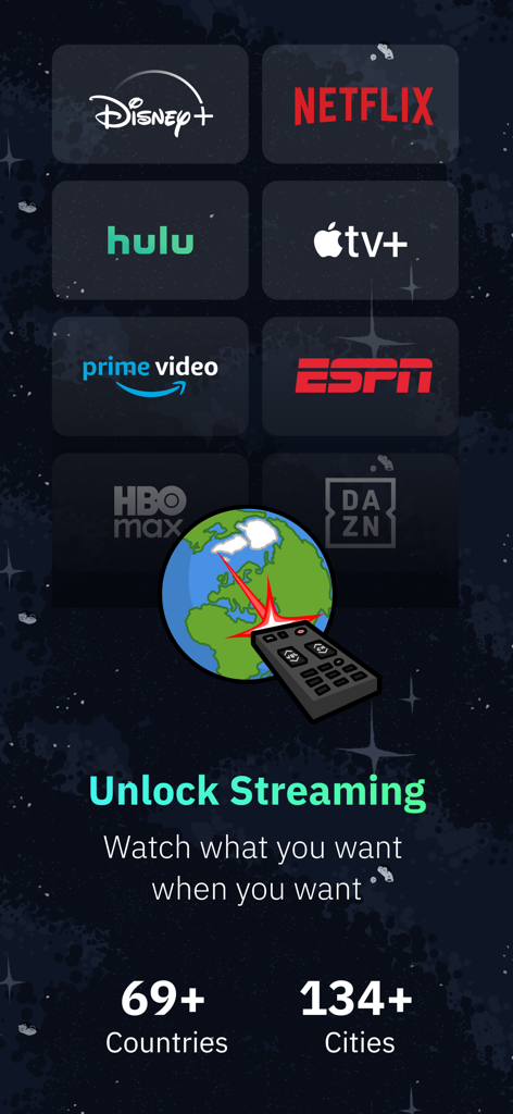 69カ国以上のサーバーでグローバルなストリーミングサービスを解除する方法を示すWindscribe VPNの画面