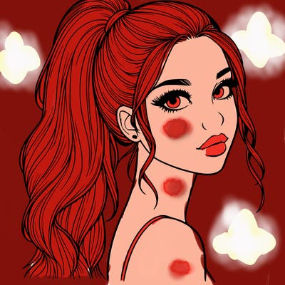 realistic pretty girl with high pony tail