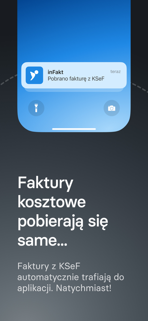 inFakt — KSeF Faktury Księgowi - InFakt app notification showing an automatic invoice download from the KSeF system