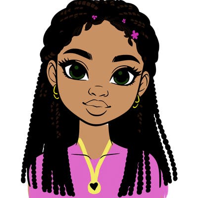 a realistic black girl with braids