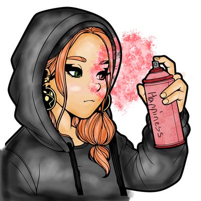 a realistic girl, spray painting