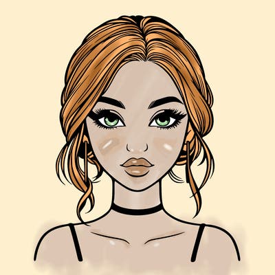 realistic girl with makeup on