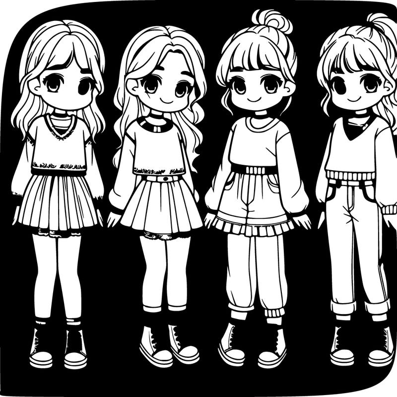 4 girls with blank clothing