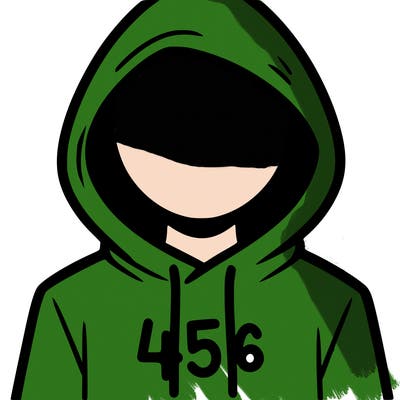 a person with non face waering a hoodie with a 456 symbol