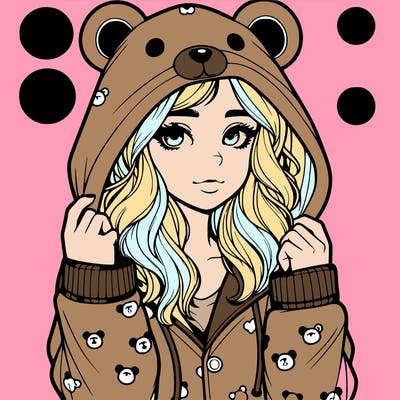 realistic girl in a animal pjs hoodie