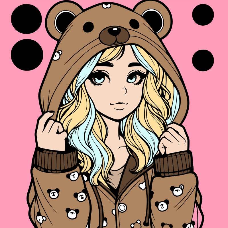 realistic girl in a animal pjs hoodie