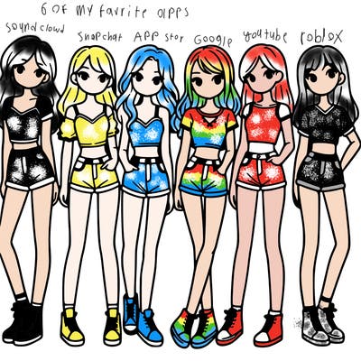 a group of girls wearing crop tops and shorts