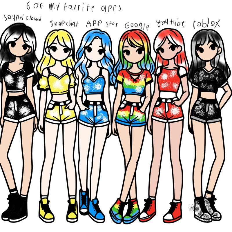 a group of girls wearing crop tops and shorts