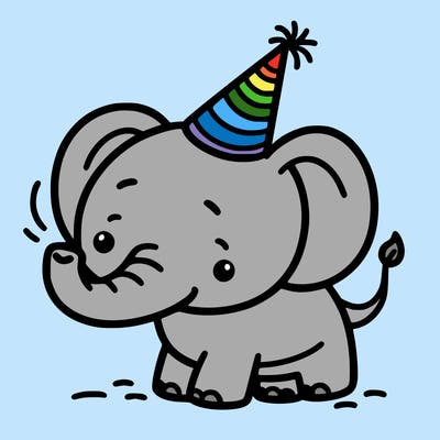 elephant with party hat