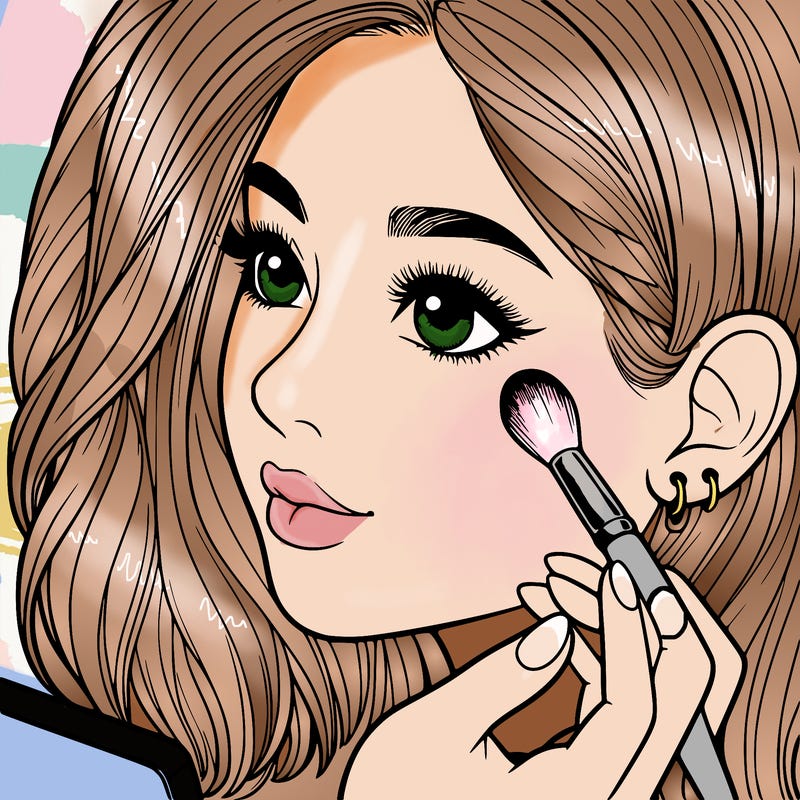 a realistic girl doing her makeup