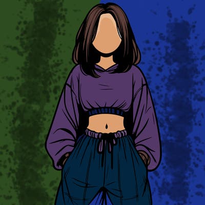 realistic girl faceless with baggy pants and a crop top