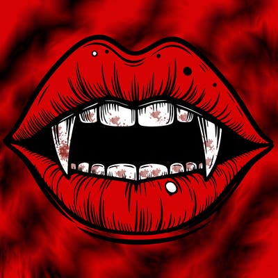 lips with vampire teeth