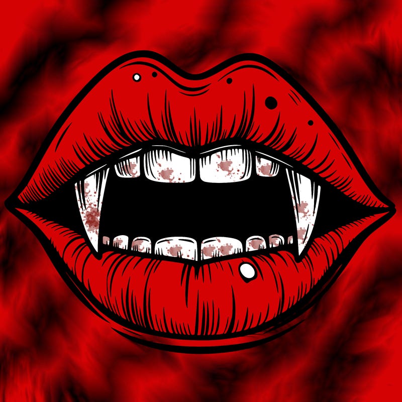 lips with vampire teeth