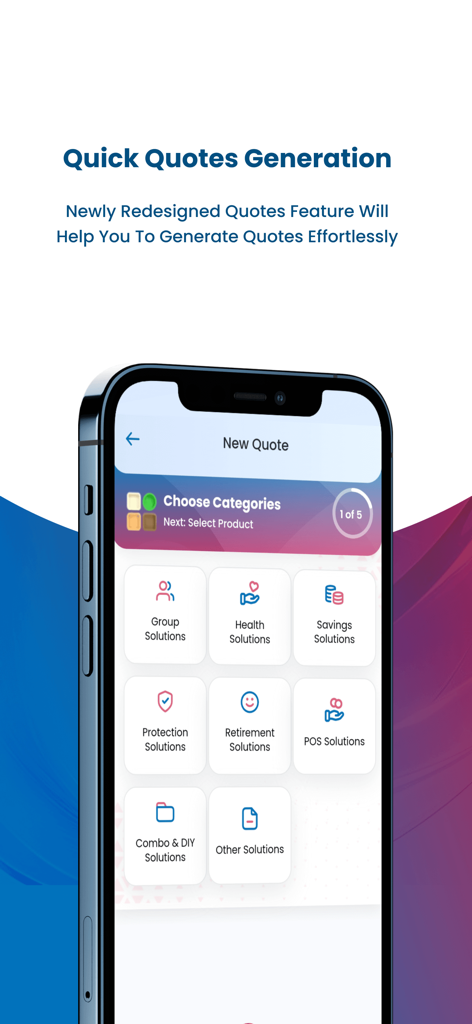 TATA AIA Siddhi 2.0 - TATA AIA Siddhi 2.0 app screen showing quick quotes generation with categories for health savings and retirement insurance solutions