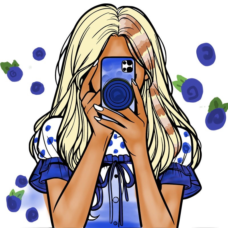 a realistic girl holding her phone taking pictures