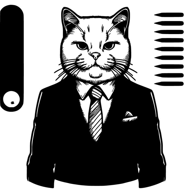 realistic cat in suit