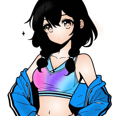 anime girl wearing crop top