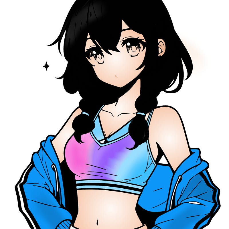 anime girl wearing crop top