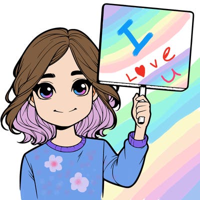 realistic girl holding up a sign