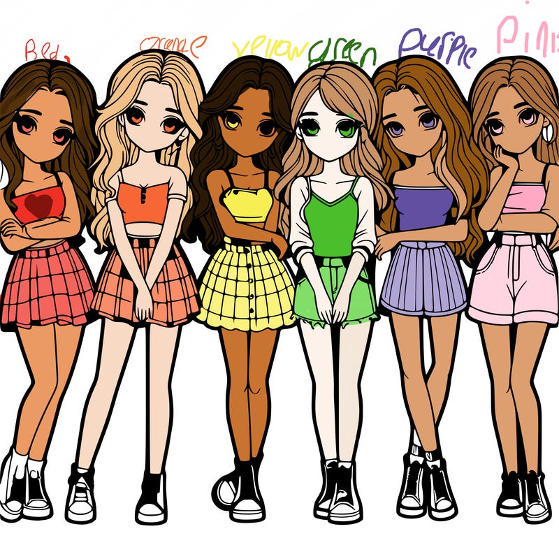 a group of girls realistic