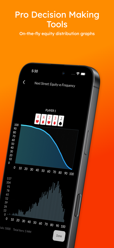 Poker Geek Odds Pro - Equity distribution graphs for professional poker decision making.