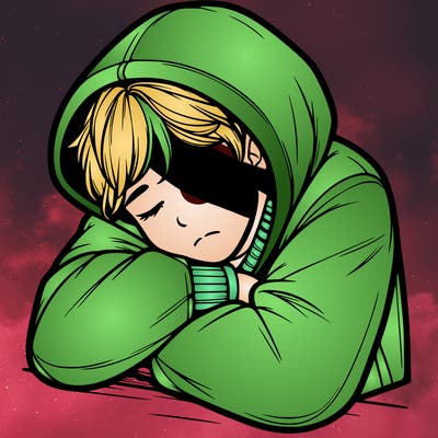 a realistic boy with a oversized hoodie sleeping