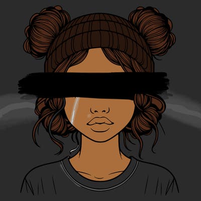 realistic girl with buns in her hair with a beanie on