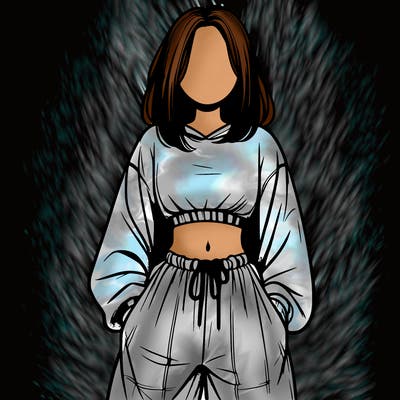realistic girl faceless with baggy pants and a crop top