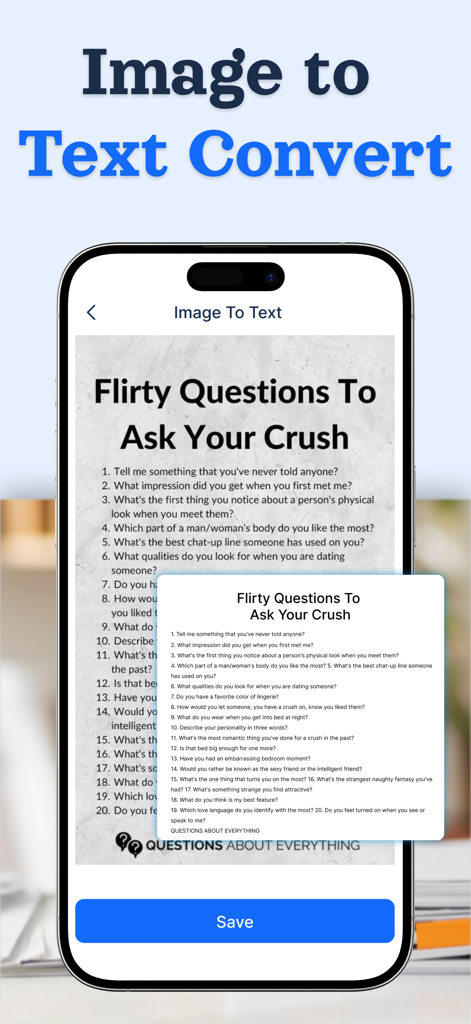 Doc Scanner - Fast PDF Creator - An iPhone screen showing the Image to Text feature of the Doc Scanner app extracting text from a scanned document.