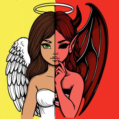 realistic angel half demon