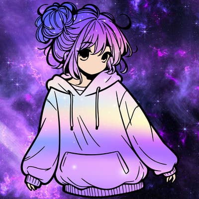 girl with baggy sweatshirt and messy bun