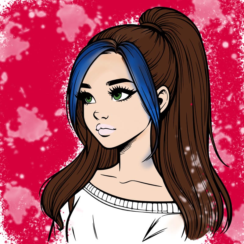 realistic girl with a high ponytail