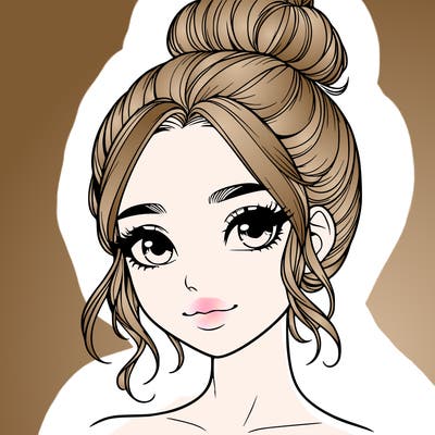 realistic pretty girl with hair in bun