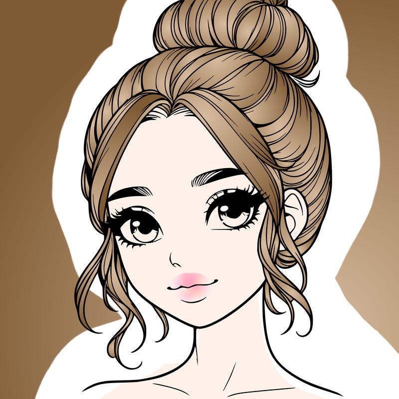 realistic pretty girl with hair in bun