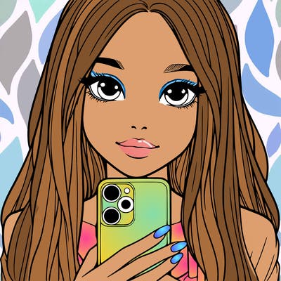 realistic girl with a phone