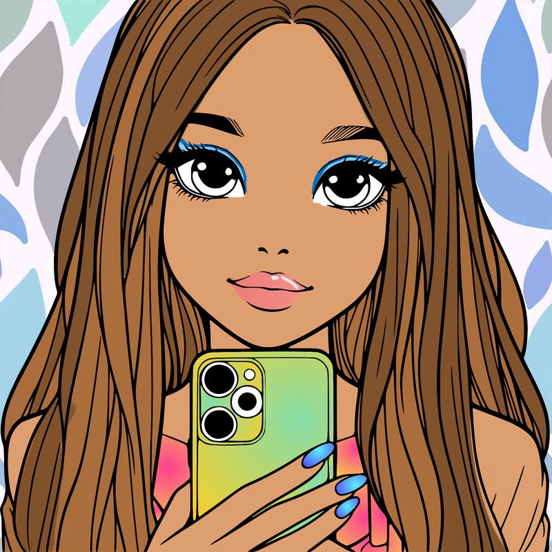 realistic girl with a phone