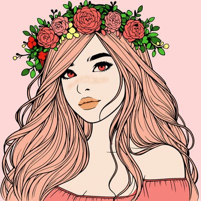 realistic girl with flower crown